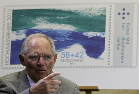 German Finance Minister Wolfgang Schaeuble arrives for a stamp presentation in Berlin July 11, 2013. REUTERS/Tobias Schwarz German Finance Minister Wolfgang Schaeuble arrives for a stamp presentation in Berlin July 11, 2013. REUTERS/Tobias Schwarz