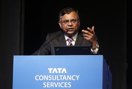 N. Chandrasekaran, chief executive officer of Tata Consultancy Services (TCS), speaks during TCS' Annual General Meeting in Mumbai June 28, N. Chandrasekaran, chief executive officer of Tata Consultancy Services (TCS), speaks during TCS' Annual General Meeting in Mumbai June 28,