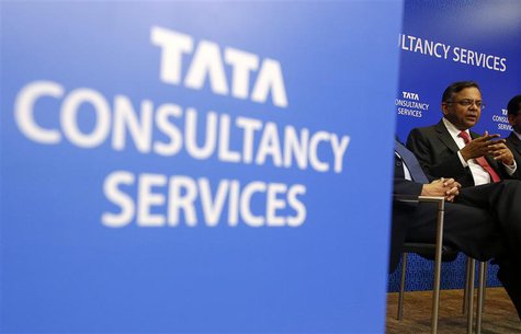 Tata Consultancy Services (TCS) Chief Executive N. Chandrasekaran speaks during a news conference in Mumbai July 18, 2013. REUTERS/Vivek Pra Tata Consultancy Services (TCS) Chief Executive N. Chandrasekaran speaks during a news conference in Mumbai July 18, 2013. REUTERS/Vivek Pra