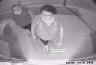 Two women who Neenah police suspect of stealing from a Walmart store are shown in this surveillance photo. (Photo by: Neenah PD.) Two women who Neenah police suspect of stealing from a Walmart store are shown in this surveillance photo. (Photo by: Neenah PD.)