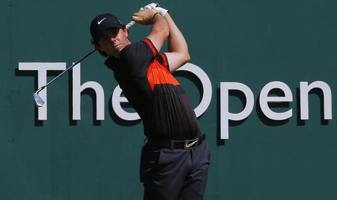 Rory McIlroy of Northern Ireland watches his tee shot on the first hole during the second round of the British Open golf championship at Mui Rory McIlroy of Northern Ireland watches his tee shot on the first hole during the second round of the British Open golf championship at Mui