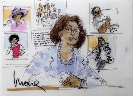 A courtroom sketch depicting the testimony of Katherine Jackson, mother of late pop star Michael Jackson, during Katherine Jackson's neglige A courtroom sketch depicting the testimony of Katherine Jackson, mother of late pop star Michael Jackson, during Katherine Jackson's neglige