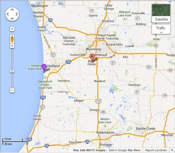 The Purple marker is where the drowning occurred just south of Holland. The Purple marker is where the drowning occurred just south of Holland.