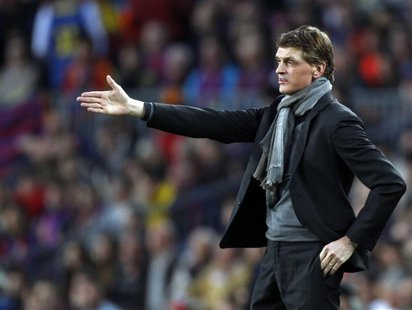 Barcelona's coach Tito Vilanova gestures during the Champions League semi-final second leg soccer match against Bayern Munich at Camp Nou st Barcelona's coach Tito Vilanova gestures during the Champions League semi-final second leg soccer match against Bayern Munich at Camp Nou st