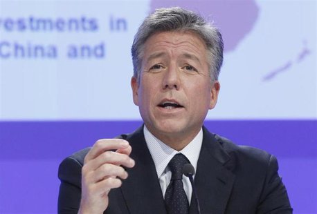 CEO of German software group SAP Bill McDermott attends the company's balance sheet news conference in Frankfurt January 25, 2012. REUTERS/L CEO of German software group SAP Bill McDermott attends the company's balance sheet news conference in Frankfurt January 25, 2012. REUTERS/L