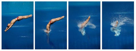 A combination photograph shows China's Li Shixin performing a dive at the men's 1m springboard final during the World Swimming Championships A combination photograph shows China's Li Shixin performing a dive at the men's 1m springboard final during the World Swimming Championships