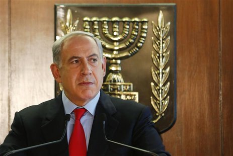 Israeli Prime Minister Benjamin Netanyahu delivers a statement to the media at the Knesset, Israeli parliament, in Jerusalem July 22, 2013. Israeli Prime Minister Benjamin Netanyahu delivers a statement to the media at the Knesset, Israeli parliament, in Jerusalem July 22, 2013.