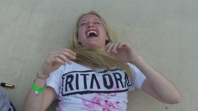 "Getting kissed by my boyfriend wearing red lipstick was REALLY embarrassing! But at least we won!"