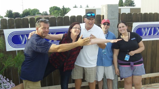 Murphy, Katie and Nick with Karil our flyaway winner and Bruce the owner of Tanners!