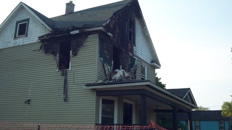 Most of the fire damage was contained upstairs, but not all of it. . Most of the fire damage was contained upstairs, but not all of it. .