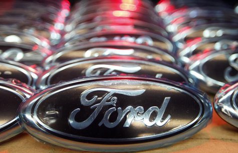Ford logos are seen at the assembly line of the Ford car factory of Saarlouis, December 6, 2010. REUTERS/Vincent Kessler Ford logos are seen at the assembly line of the Ford car factory of Saarlouis, December 6, 2010. REUTERS/Vincent Kessler