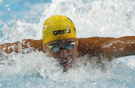 Chad Le Clos of South Africa competes in the men's 50m butterfly semi-finals during the FINA World Swimming Championships in Istanbul Decemb Chad Le Clos of South Africa competes in the men's 50m butterfly semi-finals during the FINA World Swimming Championships in Istanbul Decemb