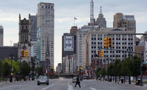 Downtown Detroit is seen looking south along Woodward Avenue in Detroit, Michigan July 21, 2013. REUTERS/ Rebecca Cook Downtown Detroit is seen looking south along Woodward Avenue in Detroit, Michigan July 21, 2013. REUTERS/ Rebecca Cook