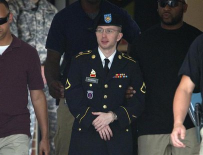 U.S. Army Pfc. Bradley Manning is escorted out of a courthouse at Fort Meade in Maryland, July 18, 2013.REUTERS/Jose Luis Magana U.S. Army Pfc. Bradley Manning is escorted out of a courthouse at Fort Meade in Maryland, July 18, 2013.REUTERS/Jose Luis Magana