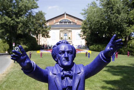 Sculptures of German composer Richard Wagner are seen outside the Gruener Huegel (Green Hill) opera house in Bayreuth July 25, 2013. REUTERS Sculptures of German composer Richard Wagner are seen outside the Gruener Huegel (Green Hill) opera house in Bayreuth July 25, 2013. REUTERS