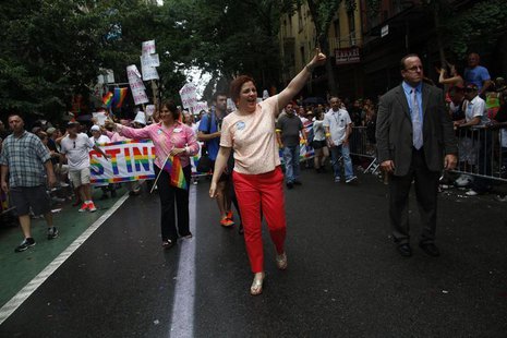 New York mayoral candidate Christine Quinn marches in the Gay Pride Parade in New York June 30, 2013. REUTERS/Eric Thayer New York mayoral candidate Christine Quinn marches in the Gay Pride Parade in New York June 30, 2013. REUTERS/Eric Thayer
