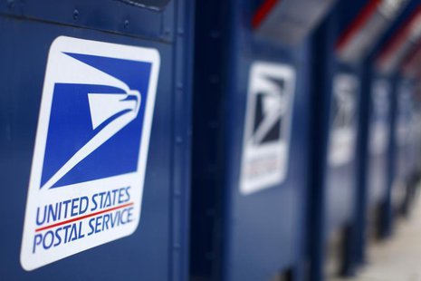 A view shows U.S. postal service mail boxes at a post office in Encinitas, California in this February 6, 2013, file photo. REUTERS/Mike Bla A view shows U.S. postal service mail boxes at a post office in Encinitas, California in this February 6, 2013, file photo. REUTERS/Mike Bla