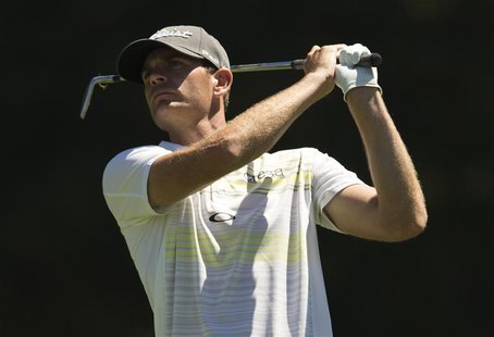 Brendan Steele of the U.S. hits his approach shot on the ninth fairway during the first round at the Canadian Open golf tournament at the Gl Brendan Steele of the U.S. hits his approach shot on the ninth fairway during the first round at the Canadian Open golf tournament at the Gl