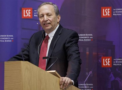 Former U.S. Treasury Secretary Lawrence H. "Larry" Summers speaks during a financial and economic event at the London School of Economics (L Former U.S. Treasury Secretary Lawrence H. "Larry" Summers speaks during a financial and economic event at the London School of Economics (L