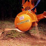 Tree Stump grinder on backhoe Tree Stump grinder on backhoe