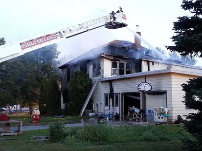 Firefighters still on the scene of a house fire in Hawley, Minn. Firefighters still on the scene of a house fire in Hawley, Minn.