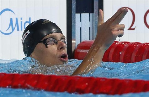 Brazil's Cesar Cielo Filho gestures after the men's 50m butterfly semi-final during the World Swimming Championships at the Sant Jordi arena Brazil's Cesar Cielo Filho gestures after the men's 50m butterfly semi-final during the World Swimming Championships at the Sant Jordi arena