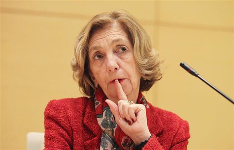 France's Foreign Trade Minister Nicole Bricq gestures during a news conference at the French Embassy in Beijing, January 21, 2013. REUTERS/C France's Foreign Trade Minister Nicole Bricq gestures during a news conference at the French Embassy in Beijing, January 21, 2013. REUTERS/C
