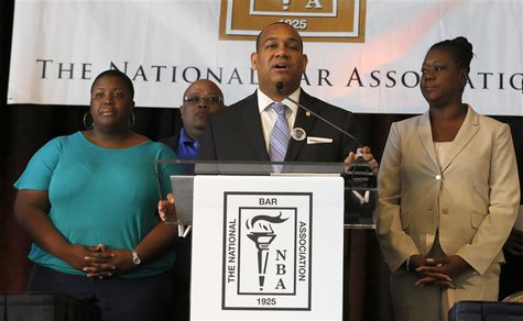 Sybrina Fulton (R) mother of Trayvon Martin, stands with National Bar Association President John Page (C) and Nathaniel and Cleopatra Pendle Sybrina Fulton (R) mother of Trayvon Martin, stands with National Bar Association President John Page (C) and Nathaniel and Cleopatra Pendle