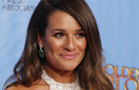 Lea Michelle, from the TV series "Glee," poses backstage at the 70th annual Golden Globe Awards in Beverly Hills, California, in this Januar Lea Michelle, from the TV series "Glee," poses backstage at the 70th annual Golden Globe Awards in Beverly Hills, California, in this Januar