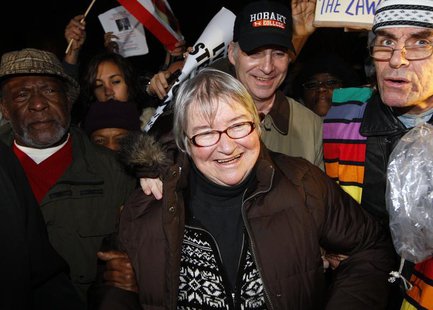 Disbarred lawyer Lynne Stewart, surrounded by supporters, arrives at federal court to begin her prison sentence after being convicted on cha Disbarred lawyer Lynne Stewart, surrounded by supporters, arrives at federal court to begin her prison sentence after being convicted on cha