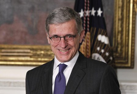 U.S. President Barack Obama (unseen) announces venture capitalist Tom Wheeler to head the Federal Communication Commission (FCC) at the Stat U.S. President Barack Obama (unseen) announces venture capitalist Tom Wheeler to head the Federal Communication Commission (FCC) at the Stat
