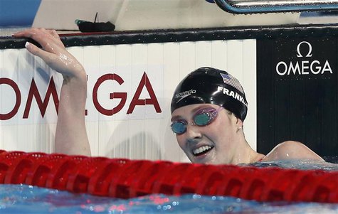 Missy Franklin of the U.S. reacts after winning the women's 200m freestyle final during the World Swimming Championships at the Sant Jordi a Missy Franklin of the U.S. reacts after winning the women's 200m freestyle final during the World Swimming Championships at the Sant Jordi a