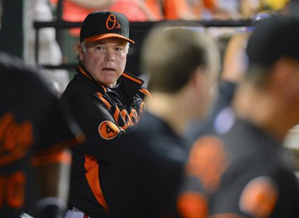 Baltimore Orioles manager Buck Showalter talks to one of his players during their MLB American League baseball game with the Toronto Blue Ja Baltimore Orioles manager Buck Showalter talks to one of his players during their MLB American League baseball game with the Toronto Blue Ja