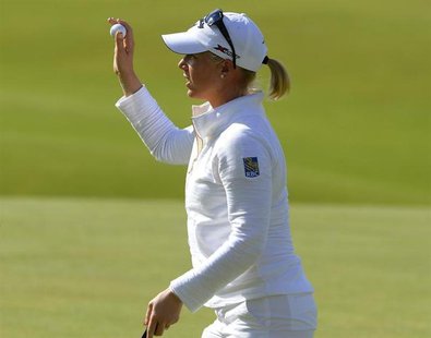 Morgan Pressel of the U.S. reacts to her putt at the 18th hole during the Women's British Open golf championship at St Andrews in Scotland A Morgan Pressel of the U.S. reacts to her putt at the 18th hole during the Women's British Open golf championship at St Andrews in Scotland A