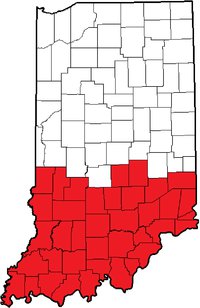 Area In Red To Be Covered By New 930 And Old 812 Area Code Area In Red To Be Covered By New 930 And Old 812 Area Code