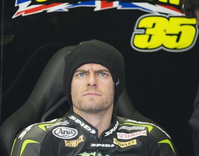 Yamaha MotoGP rider Cal Crutchlow of Britain concentrates before the qualifying session of the Dutch Grand Prix in Assen June 28, 2013. REUT Yamaha MotoGP rider Cal Crutchlow of Britain concentrates before the qualifying session of the Dutch Grand Prix in Assen June 28, 2013. REUT