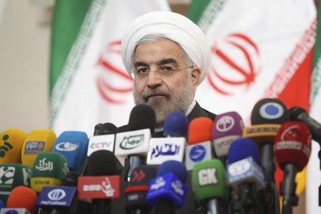 Iranian President-elect Hassan Rohani speaks with the media during a news conference in Tehran June 17, 2013. REUTERS/Fars News/Majid Hagdos Iranian President-elect Hassan Rohani speaks with the media during a news conference in Tehran June 17, 2013. REUTERS/Fars News/Majid Hagdos
