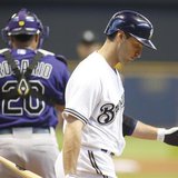 Milwaukee Brewers left fielder Ryan Braun (R) strikes out against the Colorado Rockies during the first inning in a MLB National League base Milwaukee Brewers left fielder Ryan Braun (R) strikes out against the Colorado Rockies during the first inning in a MLB National League base