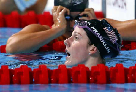 Missy Franklin of the U.S. reacts after winning the women's 200m backstroke final during the World Swimming Championships at the Sant Jordi Missy Franklin of the U.S. reacts after winning the women's 200m backstroke final during the World Swimming Championships at the Sant Jordi