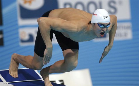 China's Sun Yang starts his men's 1500m freestyle final during the World Swimming Championships at the Sant Jordi arena in Barcelona August China's Sun Yang starts his men's 1500m freestyle final during the World Swimming Championships at the Sant Jordi arena in Barcelona August