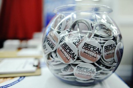 Buttons reading 'Repeal Obamacare' are displayed at the American Conservative Union's annual Conservative Political Action Conference (CPAC) Buttons reading 'Repeal Obamacare' are displayed at the American Conservative Union's annual Conservative Political Action Conference (CPAC)