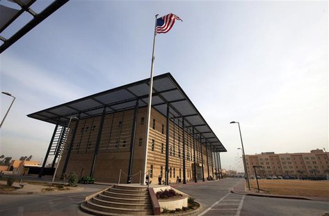 A U.S. flag flies in front of the Annex I building inside the compound of the U.S. embassy in Baghdad in this December 14, 2011, file photo. A U.S. flag flies in front of the Annex I building inside the compound of the U.S. embassy in Baghdad in this December 14, 2011, file photo.