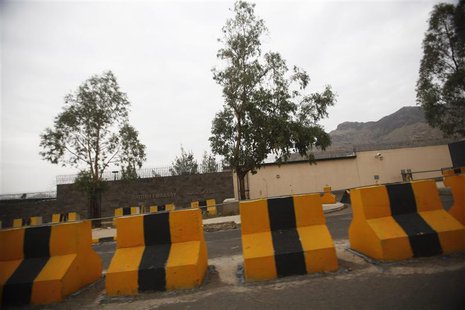 Fortifications are pictured outside the British embassy in Sanaa August 5, 2013. REUTERS/Khaled Abdullah Fortifications are pictured outside the British embassy in Sanaa August 5, 2013. REUTERS/Khaled Abdullah