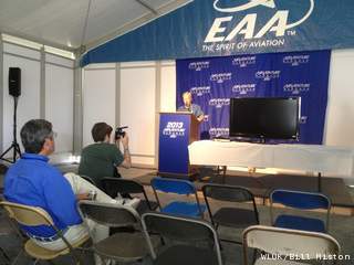 EAA board chairman Jack Pelton speaks to the media on the final day of AirVenture 2013. (Photo by: FOX 11). EAA board chairman Jack Pelton speaks to the media on the final day of AirVenture 2013. (Photo by: FOX 11).