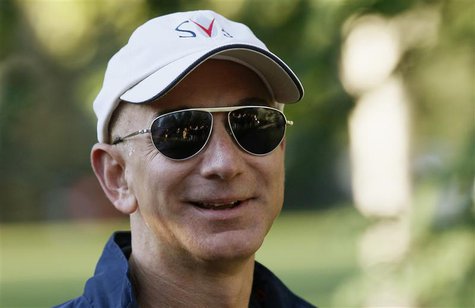 Amazon CEO Jeff Bezos arrives at the annual Allen and Co. conference at the Sun Valley, Idaho Resort in this July 12, 2013 file photo. REUTE Amazon CEO Jeff Bezos arrives at the annual Allen and Co. conference at the Sun Valley, Idaho Resort in this July 12, 2013 file photo. REUTE
