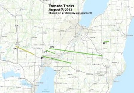 Tornado track from Aug 7, 2013 Tornado track from Aug 7, 2013