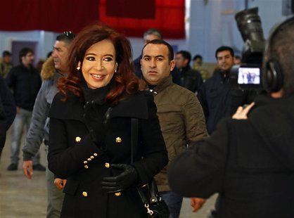 Argentine President Cristina Fernandez leaves after casting her vote at a polling station in the Patagonian city of Rio Gallegos August 11, Argentine President Cristina Fernandez leaves after casting her vote at a polling station in the Patagonian city of Rio Gallegos August 11,