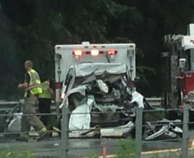 The van was totaled by the high speed collision in southern Kent County. The van was totaled by the high speed collision in southern Kent County.