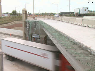 The Scheuring Road overpass over Hwy. 41 in De Pere is seen as it undergoes repairs, July 18, 2013. (Photo by: FOX 11). The Scheuring Road overpass over Hwy. 41 in De Pere is seen as it undergoes repairs, July 18, 2013. (Photo by: FOX 11).