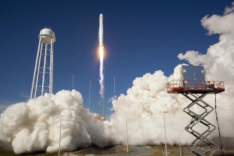 The Orbital Sciences Corporation Antares rocket is seen as it launches from Pad-0A of the Mid-Atlantic Regional Spaceport (MARS) at the NASA The Orbital Sciences Corporation Antares rocket is seen as it launches from Pad-0A of the Mid-Atlantic Regional Spaceport (MARS) at the NASA